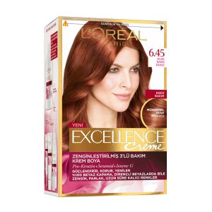 کیت رنگ مو لورآل مدل Excellence شماره 6.45 قهوه ای مسی گرم