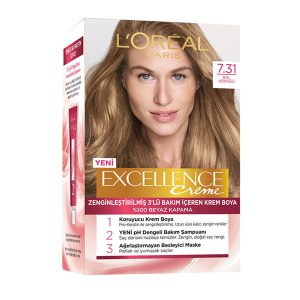 کیت رنگ مو لورآل مدل Excellence شماره 7.31 بلوند عسلی