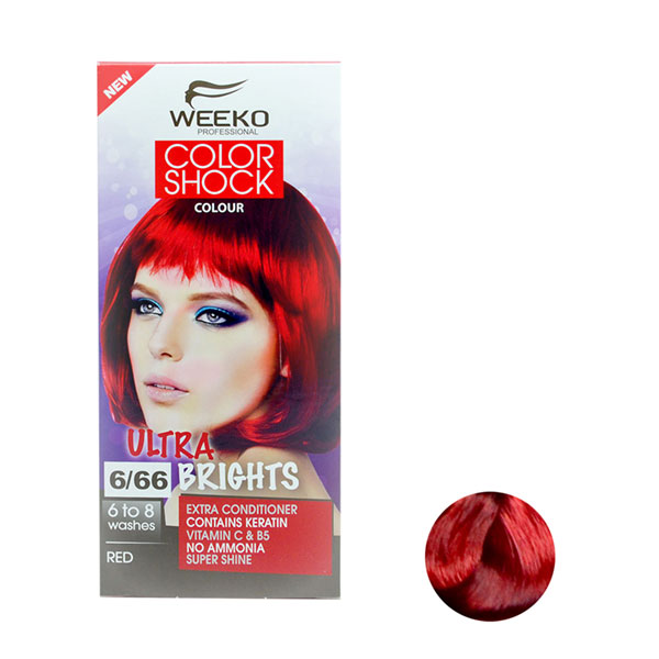 کیت رنگ مو ویکو مدل color shock شماره 6/66 قرمز حجم 80 میل