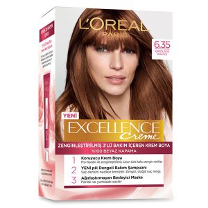 کیت رنگ مو لورآل مدل Excellence شماره 6.35 قهوه ای