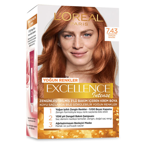 کیت رنگ مو لورآل مدل Excellence شماره 7.43 بلوند مسی